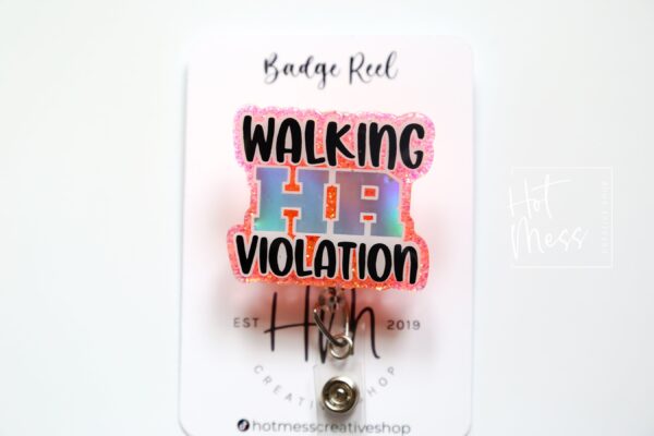 il_fullxfull.5716241097_97qg Orange Walking HR Violation Funny Badge Reel, Night Shift badge reel, Office Lanyard