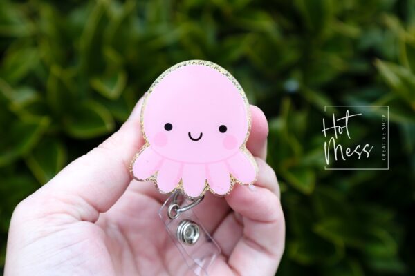 Cute Octopus Badge Reel, Interchangeable Badge Reel, Cute badge Reel, Teacher ID Holder, animal badge reel, Nurse Badge Holder, Teacher ID