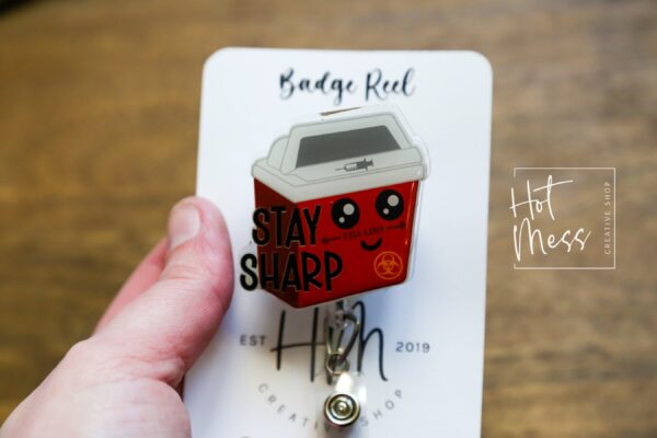 Stay Sharp Badge Reel, Phlebotomy ID Holder, Funny Badge Reel, PBT ID Holder