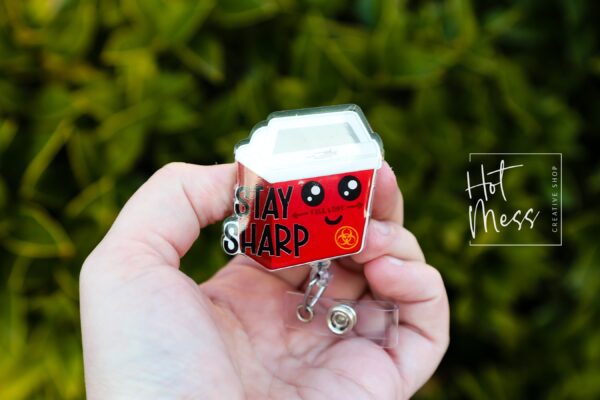 Stay Sharp Badge Reel, Phlebotomy ID Holder, Funny Badge Reel, PBT ID Holder
