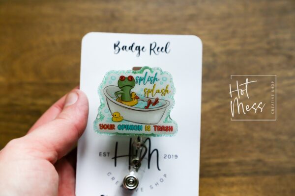 Funny Badge reel, Glitter Your Opinion is Trash, RN ID Holder, Retractable Acrylic Badge Reel, Nurse Gift, Night Shift, Stocking Stuffer