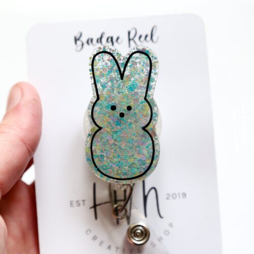 Easter badge reel, Bunny badge reel, Custom Badge Reel, Retractable ID Holder, Interchangeable, Glitter Badge Reel