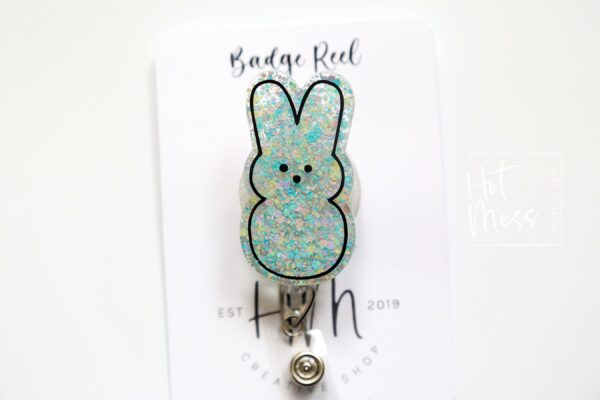 Easter badge reel, Bunny badge reel, Custom Badge Reel, Retractable ID Holder, Interchangeable, Glitter Badge Reel