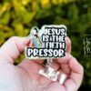 Jesus is the fifth Pressor Badge Reel, RN ID Holder, Retractable Acrylic Badge Reel, Night Shift, Funny Badge Reel, Glitter id holder