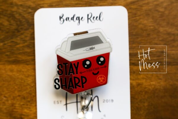 Stay Sharp Badge Reel, Phlebotomy ID Holder, Funny Badge Reel, PBT ID Holder