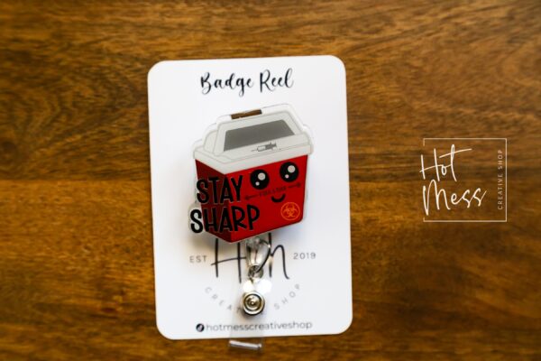 Stay Sharp Badge Reel, Phlebotomy ID Holder, Funny Badge Reel, PBT ID Holder