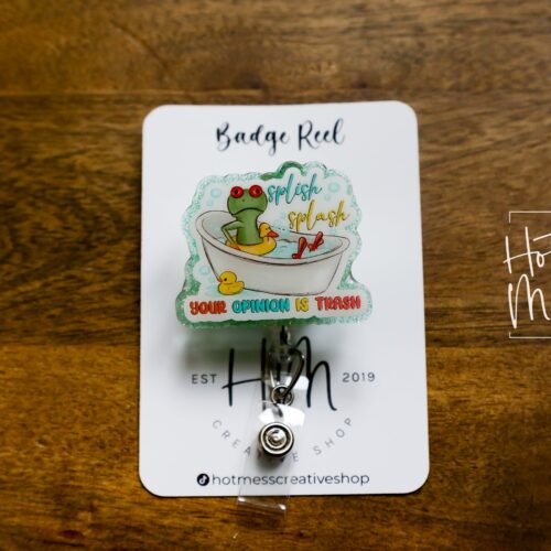 il_fullxfull.5796119123_1wwz Funny Badge reel, Glitter Your Opinion is Trash, RN ID Holder, Retractable Acrylic Badge Reel, Nurse Gift, Night Shift, Stocking Stuffer