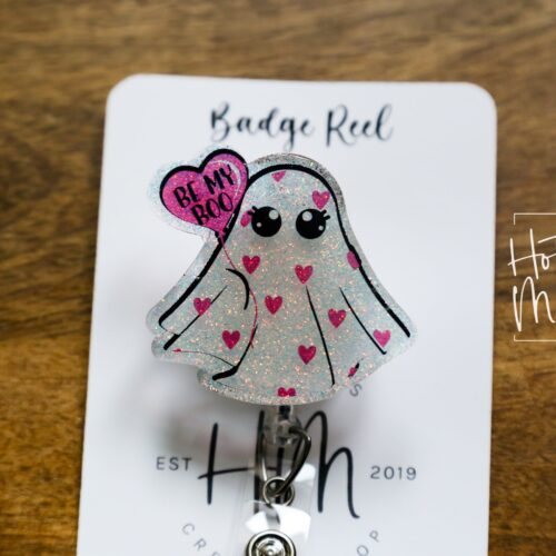 Valentines Day Badge Reel, Be My Boo,  Nurse Badge Reel, Retractable ID Holder, Glitter Badge Reel