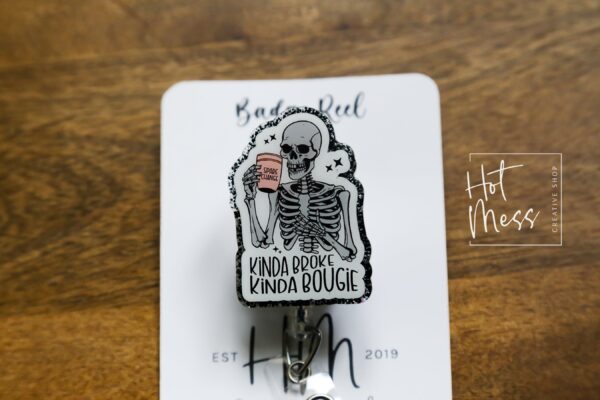 Kinda Broke, Kinda Bougie Badge Reel, Funny Badge Reel, Christmas ID Holder, Interchangeable Glitter badge reel