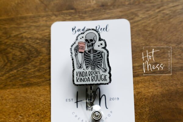 Kinda Broke, Kinda Bougie Badge Reel, Funny Badge Reel, Christmas ID Holder, Interchangeable Glitter badge reel