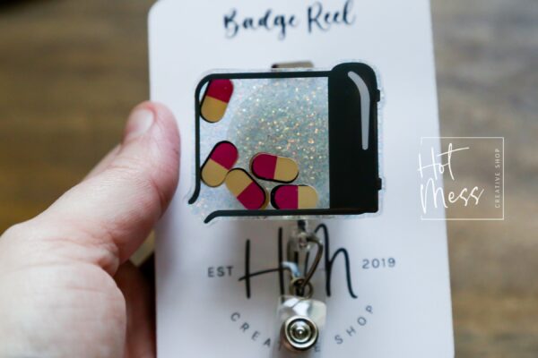 Pharmacy Tray Badge Reel, Shaker Badge Reel, Tablet Medical Badge Reels, pharmacy Badge Reels, counting tray