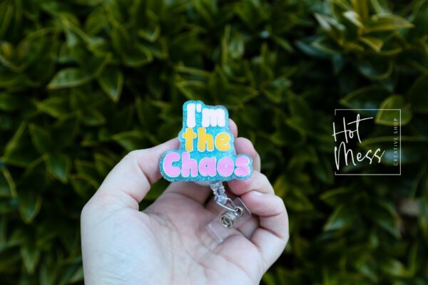 I'm the Chaos Badge Reel, RN ID Holder, Retractable Badge Reel, Night Shift, Audacity, Stocking Stuffer