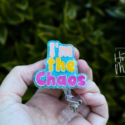 I'm the Chaos Badge Reel, RN ID Holder, Retractable Badge Reel, Night Shift, Audacity, Stocking Stuffer