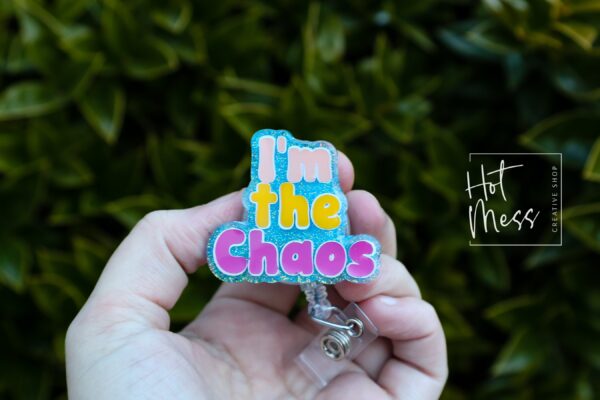 I'm the Chaos Badge Reel, RN ID Holder, Retractable Badge Reel, Night Shift, Audacity, Stocking Stuffer