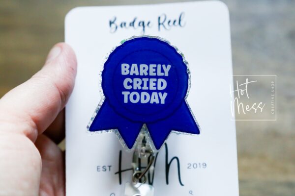 Participation Ribbon Badge Reel, RN id Holder, Retractable Acrylic Badge Reel, Nurse Gift, Night Shift, Funny Badge Reel, Glitter id holder