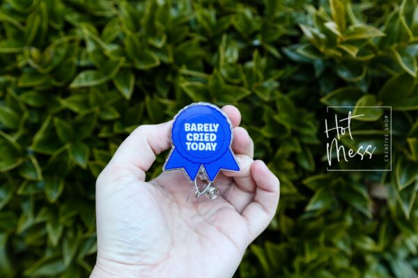 Participation Ribbon Badge Reel, RN id Holder, Retractable Acrylic Badge Reel, Nurse Gift, Night Shift, Funny Badge Reel, Glitter id holder