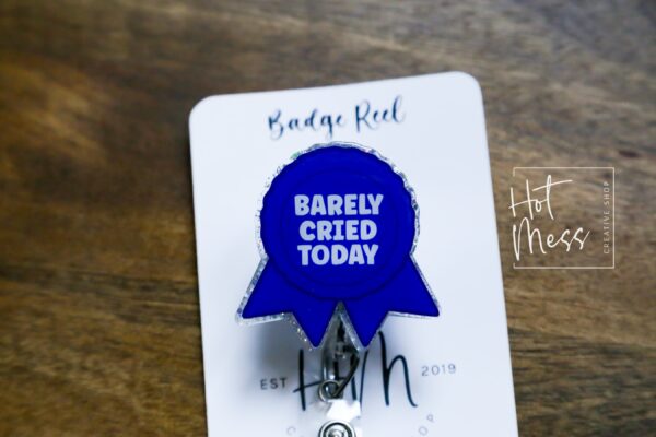 Participation Ribbon Badge Reel, RN id Holder, Retractable Acrylic Badge Reel, Nurse Gift, Night Shift, Funny Badge Reel, Glitter id holder