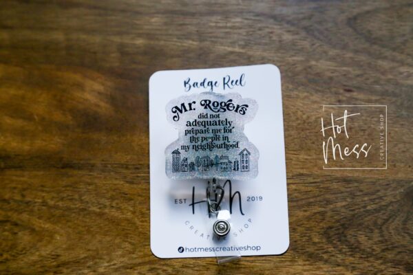 il_fullxfull.5826544180_rgjr Mr. Rogers did not prepare me for my neighborhood Badge Reel, Retractable Badge Reel, Interchangeable Badge Holder, social worker gift