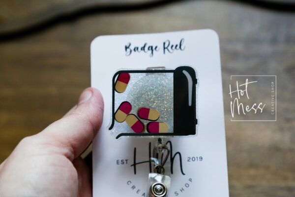 Pharmacy Tray Badge Reel, Shaker Badge Reel, Tablet Medical Badge Reels, pharmacy Badge Reels, counting tray