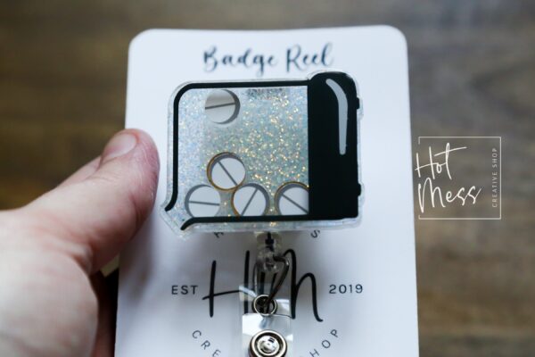 Pharmacy Tray Badge Reel, Shaker Badge Reel, Pill Medical Badge Reels, pharmacy Badge Reels, counting tray