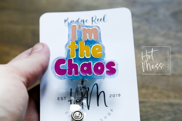 I'm the Chaos Badge Reel, RN ID Holder, Retractable Badge Reel, Night Shift, Audacity, Stocking Stuffer