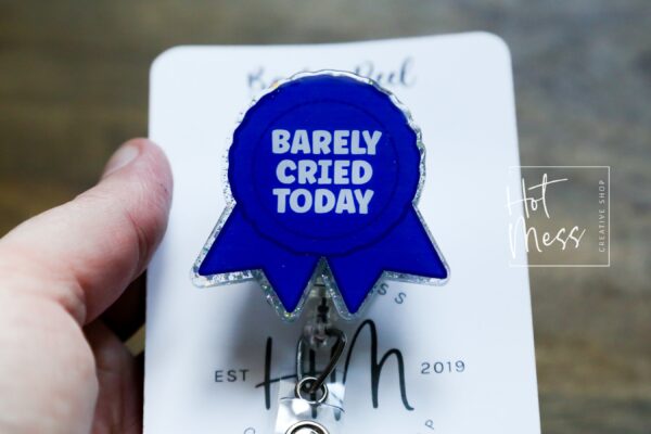 Participation Ribbon Badge Reel, RN id Holder, Retractable Acrylic Badge Reel, Nurse Gift, Night Shift, Funny Badge Reel, Glitter id holder