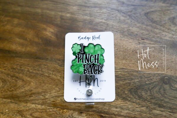 il_fullxfull.5855171407_9foj St. Patrick's day Badge Reel, I Pinch Back, Nurse Badge Reel, Retractable ID Holder, Interchangeable, Glitter Badge Reel