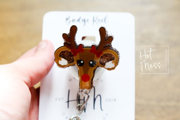 Reindeer Uterus badge reel, Retractable Badge Reel, Interchangeable Badge Reel, Endometriosis, PCOS, OBGYN
