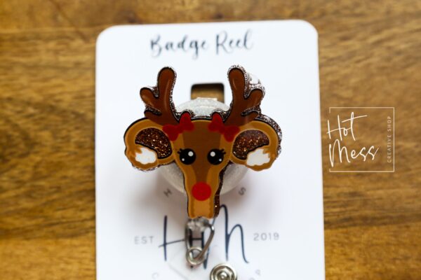 Reindeer Uterus badge reel, Retractable Badge Reel, Interchangeable Badge Reel, Endometriosis, PCOS, OBGYN