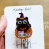Happy Halloween Cat Badge Reel, Halloween Badge Reel,  Halloween ID Holder, Interchangeable badge reel
