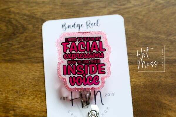 il_fullxfull.5861054320_5any I need to teach my facial expressions Badge Reel, Retractable Badge Reel, Interchangeable Badge Reel, Glitter Badge Reel, Work Lanyard
