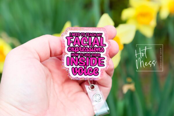 il_fullxfull.5861054330_b4b4 I need to teach my facial expressions Badge Reel, Retractable Badge Reel, Interchangeable Badge Reel, Glitter Badge Reel, Work Lanyard