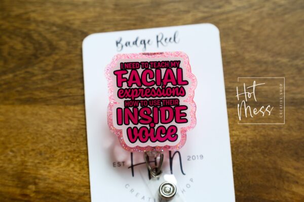 il_fullxfull.5861054332_pzwv I need to teach my facial expressions Badge Reel, Retractable Badge Reel, Interchangeable Badge Reel, Glitter Badge Reel, Work Lanyard