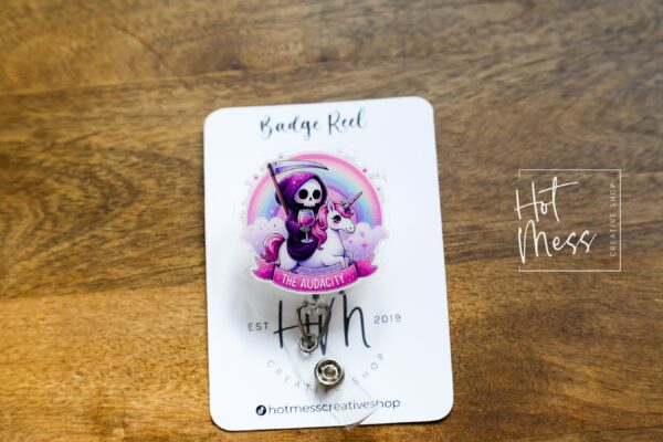 The Audacity Funny Rainbow Badge Reel, RN ID Holder, Retractable Badge Reel, Night Shift, Audacity, Stocking Stuffer