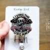 Living the Dream Skeleton Badge Reel, Retractable Badge Reel, Interchangeable Badge Reel, Stocking Stuffer