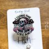 Living the Dream Skeleton Badge Reel, Retractable Badge Reel, Interchangeable Badge Reel, Stocking Stuffer