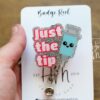 il_fullxfull.5863345810_4f69 Pink Just the tip Badge Reel, Phlebotomy Glitter Badge Reel, Nurse ID Holder, Funny Badge Reel