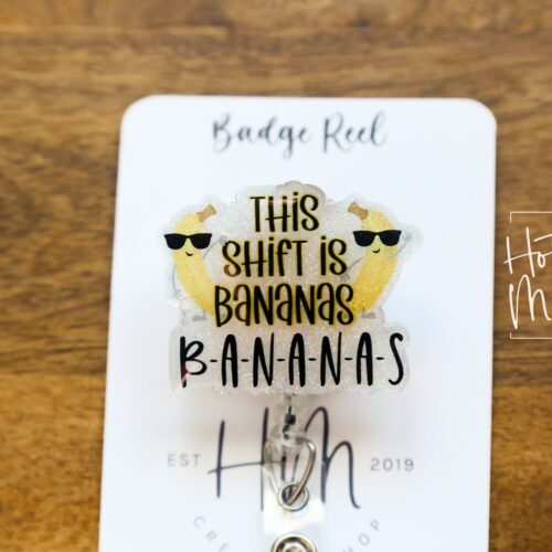 il_fullxfull.5863350374_2670 This shift is bananas Badge Reel, RN id Holder, Jesus Retractable Acrylic Badge Reel, Nurse Gift, Funny Badge Reel, Glitter id holder