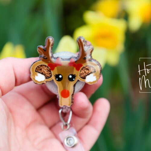 il_fullxfull.5909107031_3f8k Reindeer Uterus badge reel, Retractable Badge Reel, Interchangeable Badge Reel, Endometriosis, PCOS, OBGYN