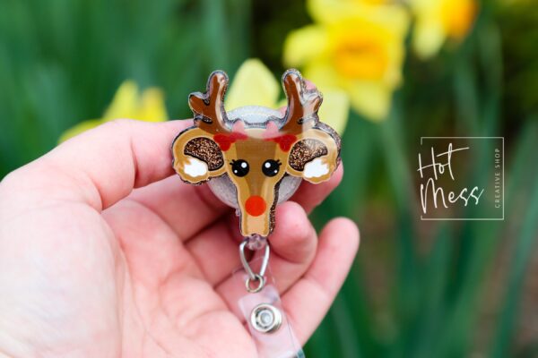 Reindeer Uterus badge reel, Retractable Badge Reel, Interchangeable Badge Reel, Endometriosis, PCOS, OBGYN