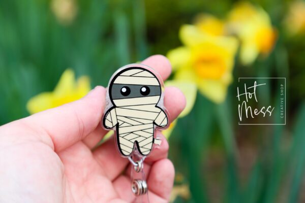 Mummy Badge Reel, Halloween Badge Reel,  Halloween ID Holder, Interchangeable badge reel, Fall Badge Reel