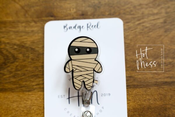 Mummy Badge Reel, Halloween Badge Reel,  Halloween ID Holder, Interchangeable badge reel, Fall Badge Reel