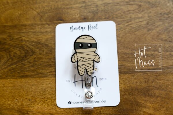 Mummy Badge Reel, Halloween Badge Reel,  Halloween ID Holder, Interchangeable badge reel, Fall Badge Reel