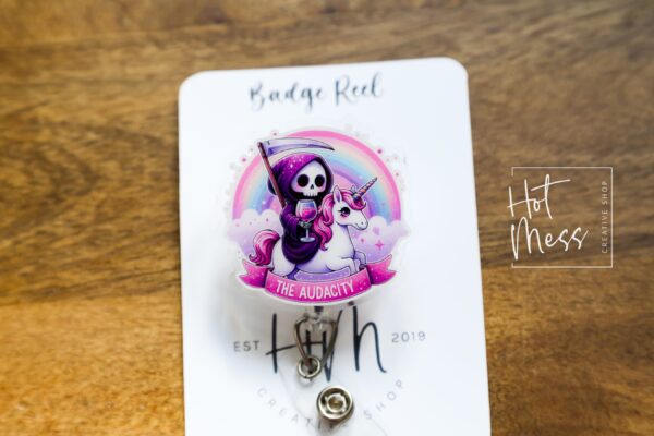 The Audacity Funny Rainbow Badge Reel, RN ID Holder, Retractable Badge Reel, Night Shift, Audacity, Stocking Stuffer