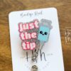 il_fullxfull.5911439995_tf22 Pink Just the tip Badge Reel, Phlebotomy Glitter Badge Reel, Nurse ID Holder, Funny Badge Reel