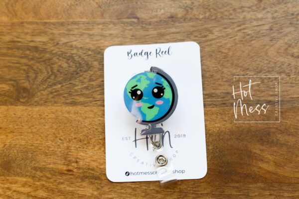 il_fullxfull.5911598035_fqgw Cute Globe Badge Reel, Lanyard ID Holder, Retractable Badge Reel, Interchangeable ID Holder