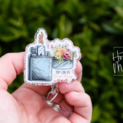 You can do hard things Funny Badge Reel, RN ID Holder, Retractable Acrylic Badge Reel, Office ID Holder, Stocking Stuffer
