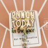 Punch today in the Face Funny Badge Reel, Retractable Acrylic Badge Reel, Nurse Gift, Office ID Holder, Glitter Badge Reel