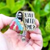 Y'all Need Jesus? Retractable Glitter Badge Reel for Nurses - Funny RN ID Holder Night Shift Gift