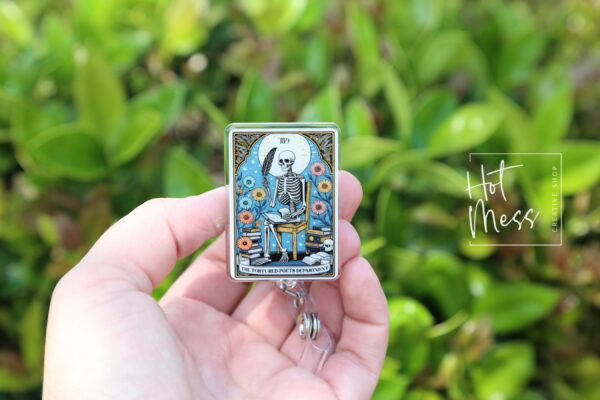Poets Tarot Card, Funny Badge reel, RN ID Holder, Retractable Acrylic Badge Reel, Nurse Gift, Night Shift
